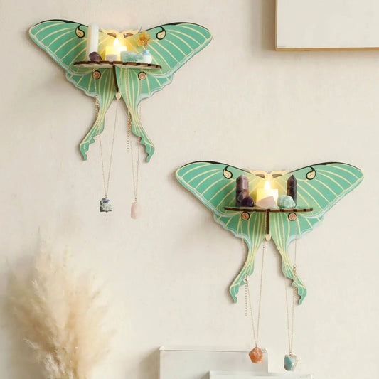 Death Moth Wall Shelf Witchy Crystal Shelf-MoonChildWorld