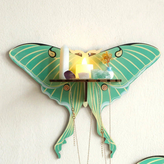 Death Moth Wall Shelf Witchy Crystal Shelf-MoonChildWorld