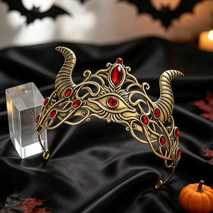 Demon Horn Evil Eye Crown Gothic Witch Tiara-MoonChildWorld