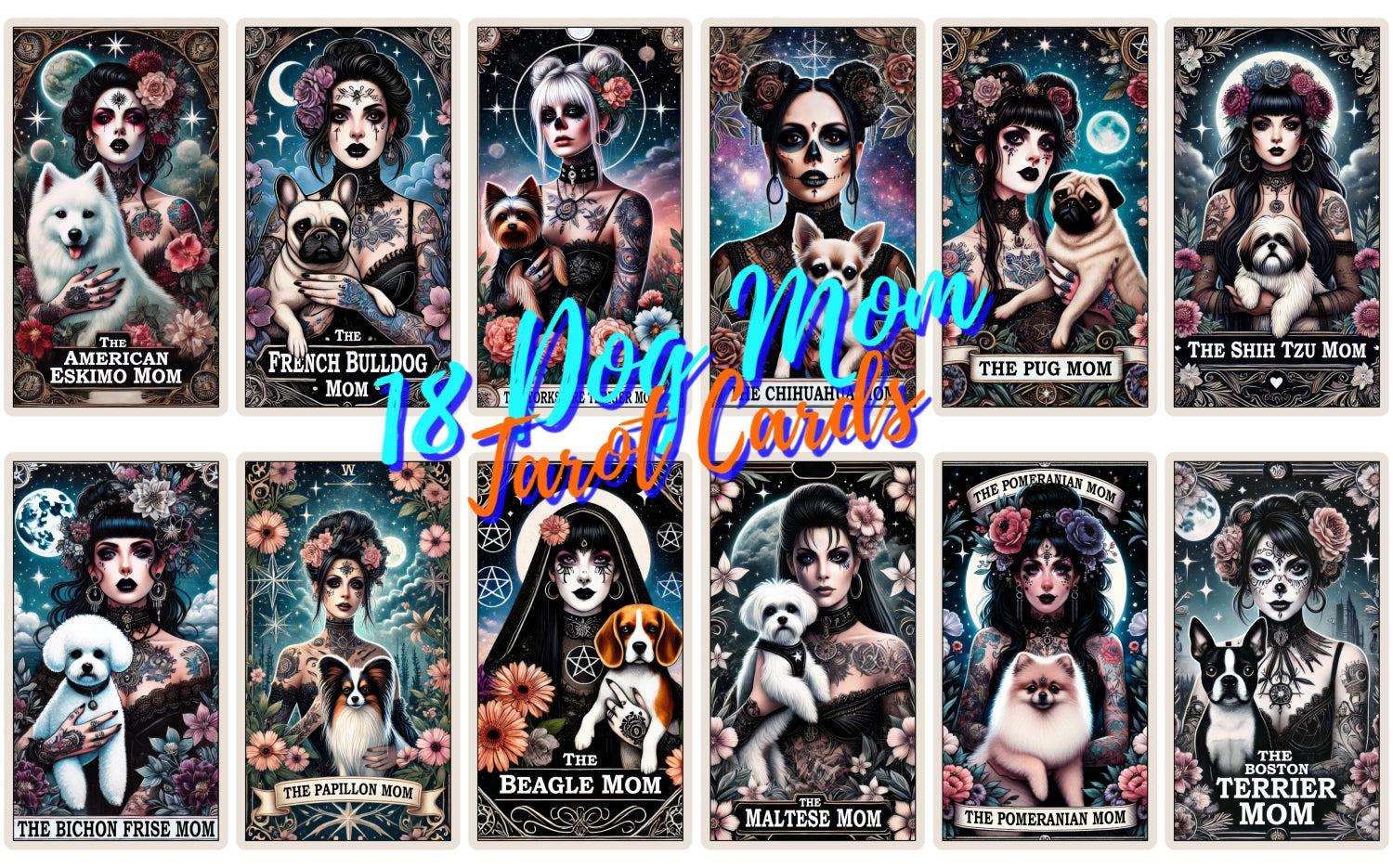 18 Dog Mom Witchy Woman Tarot Cards Digital File-MoonChildWorld