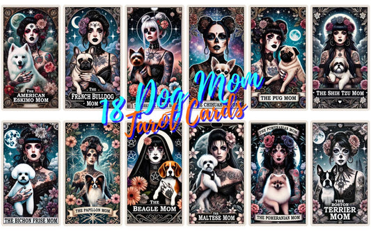 18 Dog Mom Witchy Woman Tarot Cards Digital File