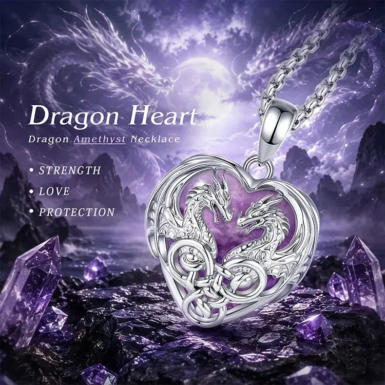 Dragon scale and wing relief detail on the heart pendant