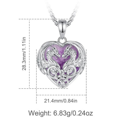 Dragon heart pendant worn at the collarbone