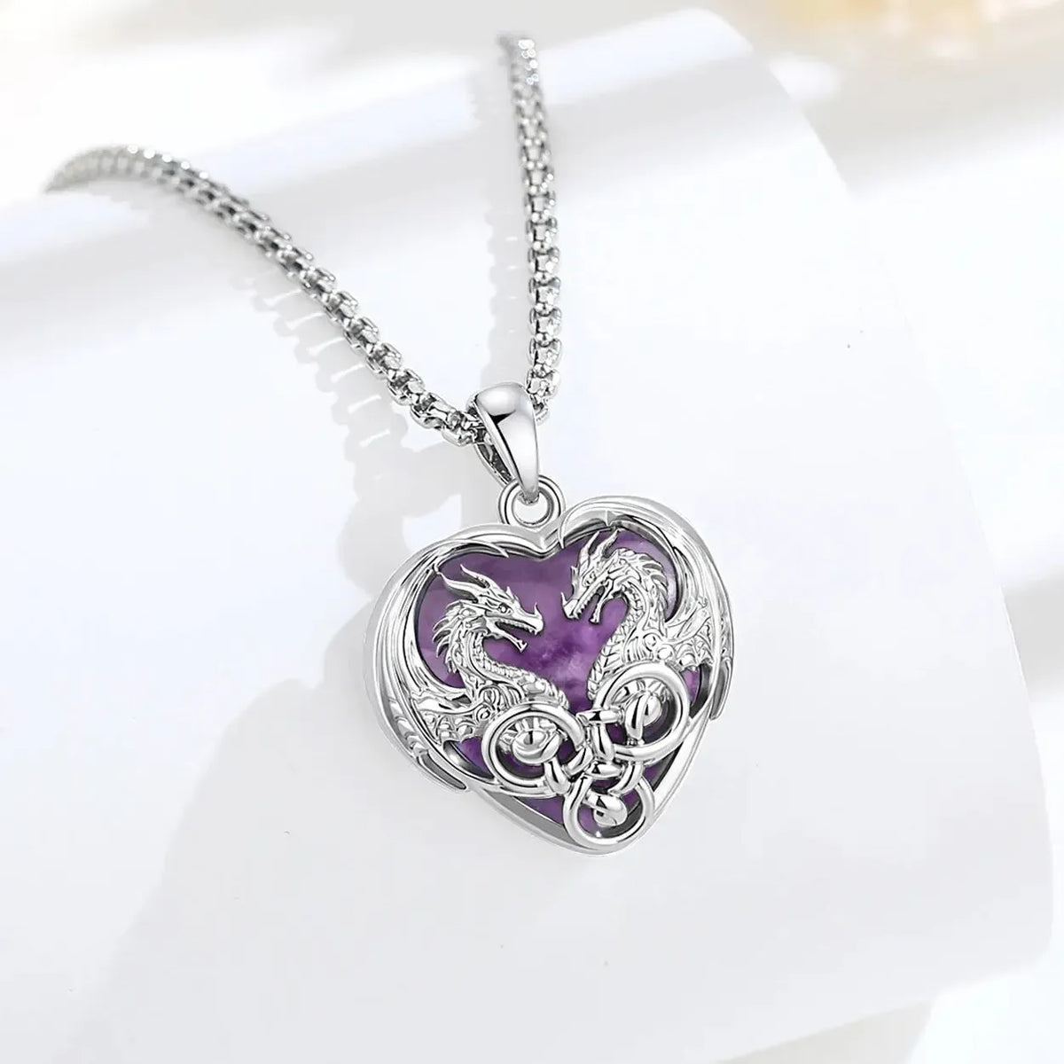 Close-up of the moonstone centre on the dragon heart pendant