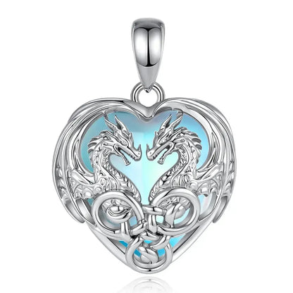 Wicca dragon heart pendant shown at an angle