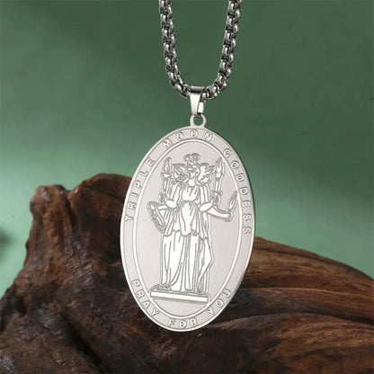 Double-sided Triple Moon Goddess Necklace Wheel of Hecate Necklace Wiccan Pagan Jewelry-MoonChildWorld
