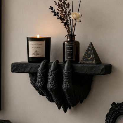 Dragon Claw Wall Shelf Gothic Resin Crystal and Candle Rack-MoonChildWorld