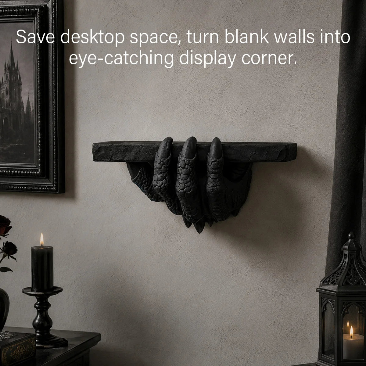 Dragon Claw Wall Shelf Gothic Resin Crystal and Candle Rack-MoonChildWorld