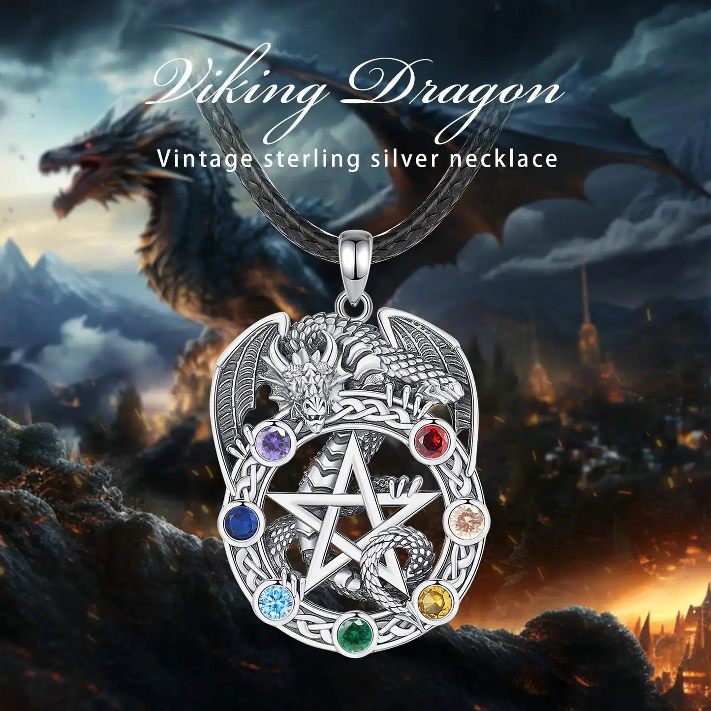 Dragon Pentacle Chakra Necklace for Wiccan & Pagan Style-MoonChildWorld