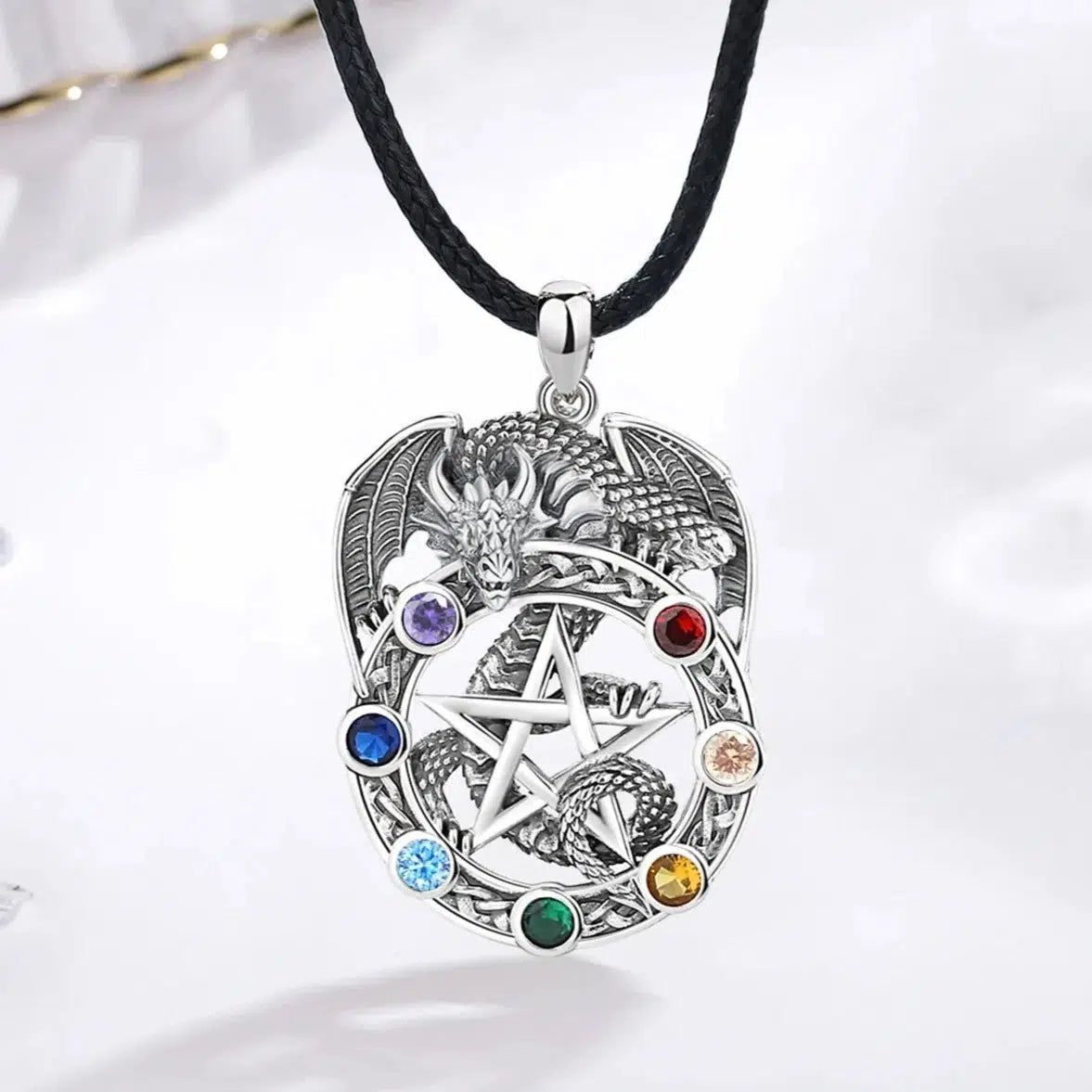 Dragon Pentacle Chakra Necklace for Wiccan & Pagan Style-MoonChildWorld