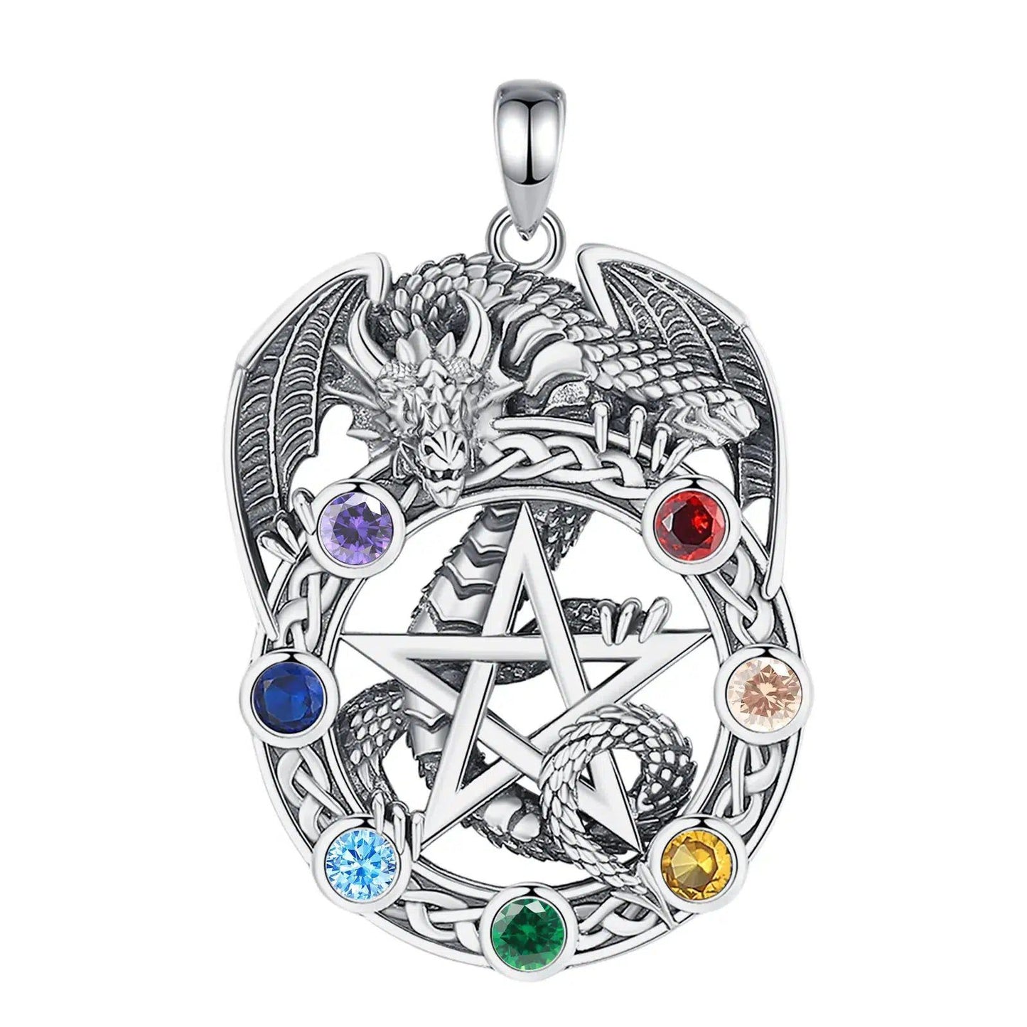 Dragon Pentacle Chakra Necklace for Wiccan & Pagan Style-MoonChildWorld
