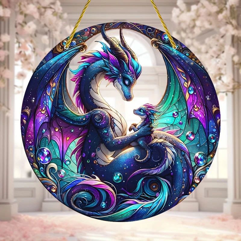 Dragon Suncatcher Mystic Acrylic Round Sign Witchy Decor-MoonChildWorld