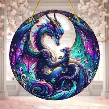Dragon Suncatcher Mystic Acrylic Round Sign Witchy Decor-MoonChildWorld