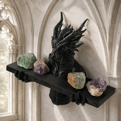 Dragon Wall Mount Shelf Gothic Resin Crystal and Incense Rack-MoonChildWorld