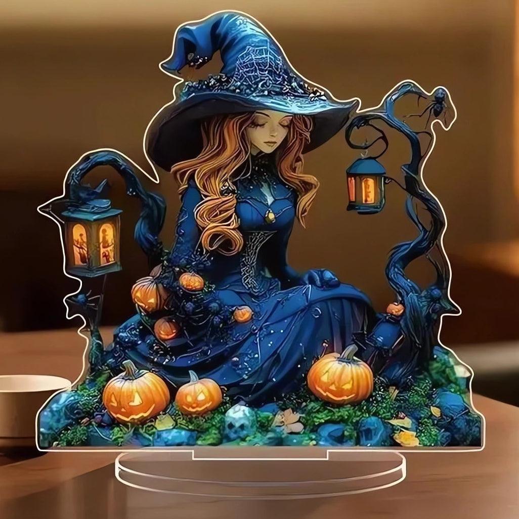 Dragon and Witch Acrylic Decorative Plaque Desktop Decor Witchy Table Ornament-MoonChildWorld