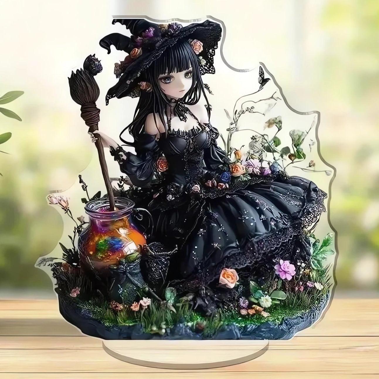 Dragon and Witch Acrylic Decorative Plaque Desktop Decor Witchy Table Ornament-MoonChildWorld