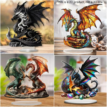 Giant Dragon 2D Flat Acrylic Figurine Dragon Table Ornament Dragon Desk Decor-MoonChildWorld