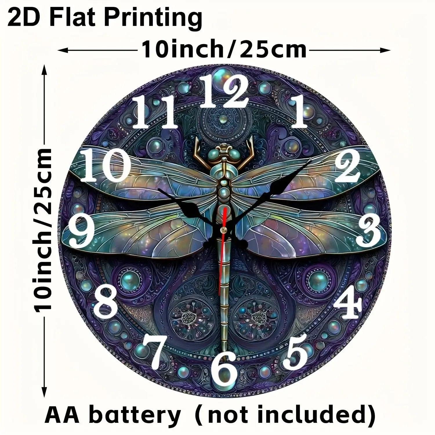 Dragonfly Wall Clock Wooden Wall Clock Spirit Animal Wall Decor-MoonChildWorld