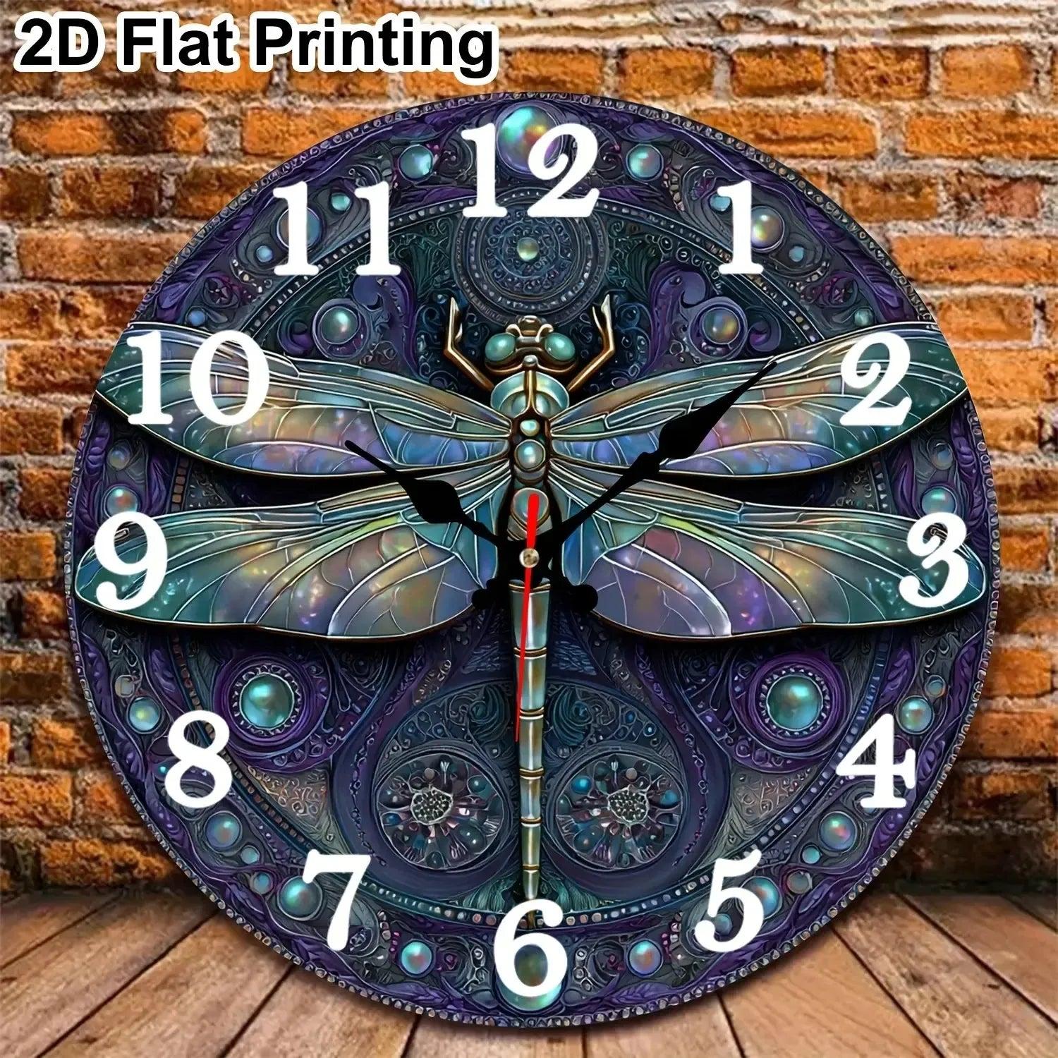 Dragonfly Wall Clock Wooden Wall Clock Spirit Animal Wall Decor-MoonChildWorld