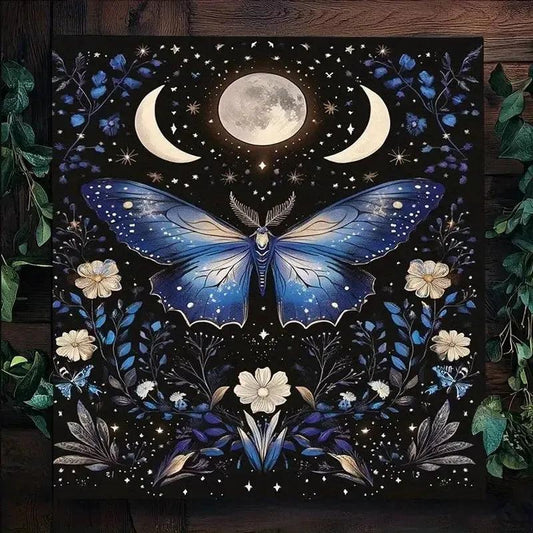 Dreamy Butterfly Triple Moon Wicca Tarot Tablecloth - Occult Witchy Altar Cloth for Divination-MoonChildWorld