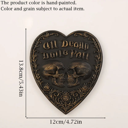 Heart skull wall plaque – witchy gothic home decor styled on wall