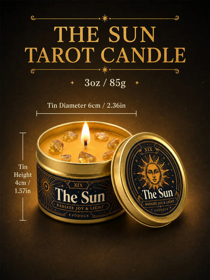 The Sun Tarot Candle – Scented Crystal Candle for Witchy Altar Decor