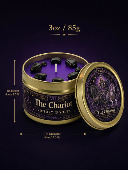 The Chariot Tarot Candle – Scented Crystal Candle for Witchy Altar Decor