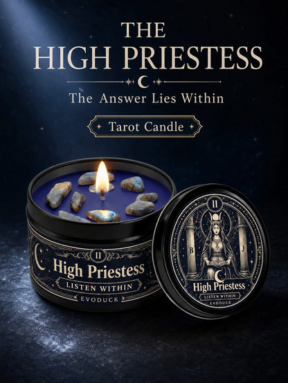 The High Priestess Tarot Candle – Scented Crystal Witchy Altar Candle