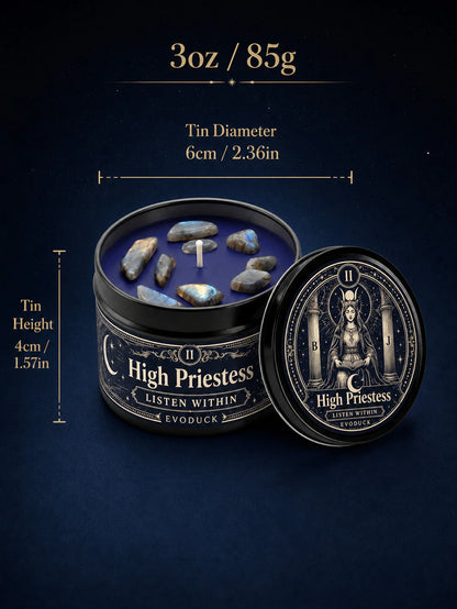 The High Priestess Tarot Candle – Scented Crystal Witchy Altar Candle