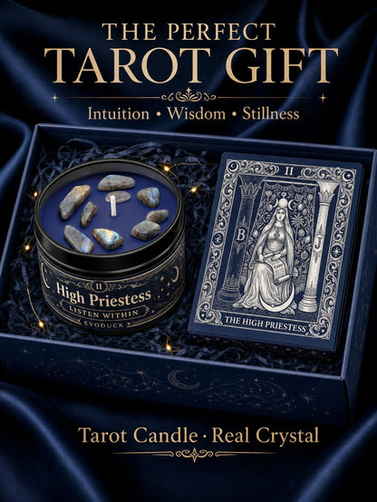 The High Priestess Tarot Candle – Scented Crystal Witchy Altar Candle