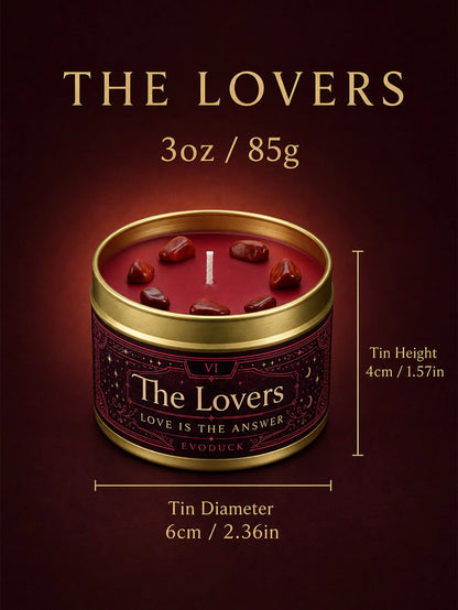 The Lovers Tarot Candle – Orange Blossom Vanilla Scented Crystal Candle