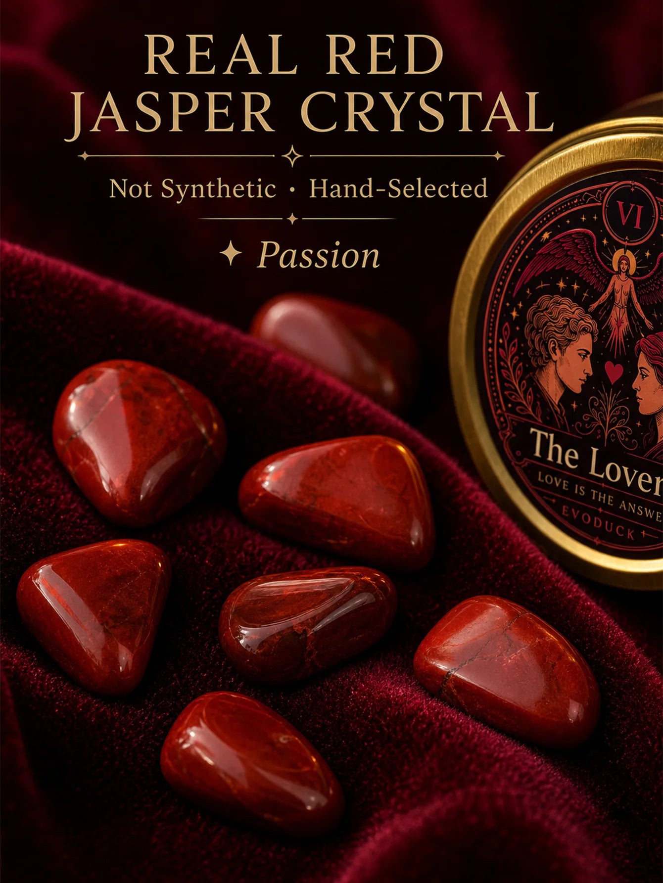 The Lovers Tarot Candle – Orange Blossom Vanilla Scented Crystal Candle