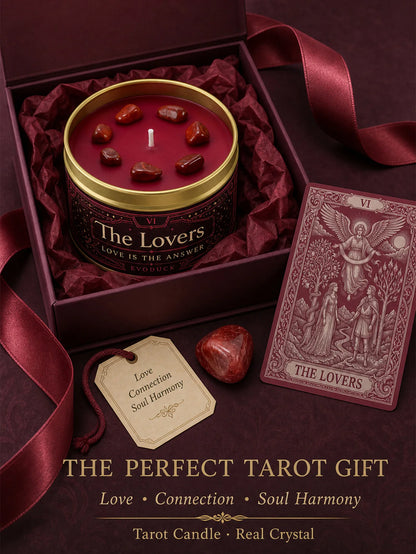 The Lovers Tarot Candle – Orange Blossom Vanilla Scented Crystal Candle