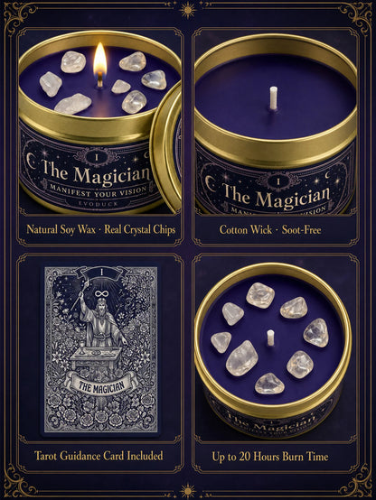 The Magician Tarot Candle – Scented Crystal Candle for Witchy Altar Decor