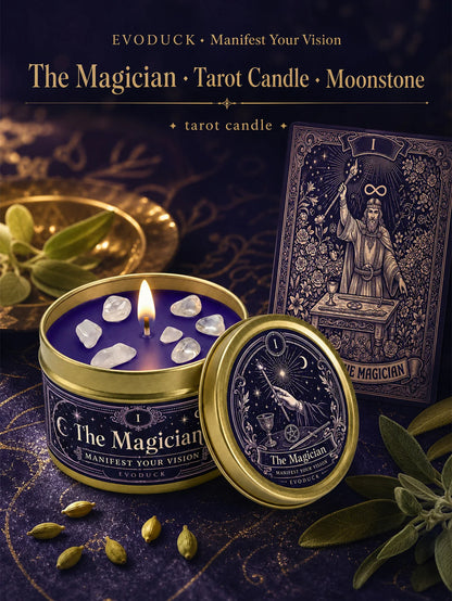 The Magician Tarot Candle – Scented Crystal Candle for Witchy Altar Decor