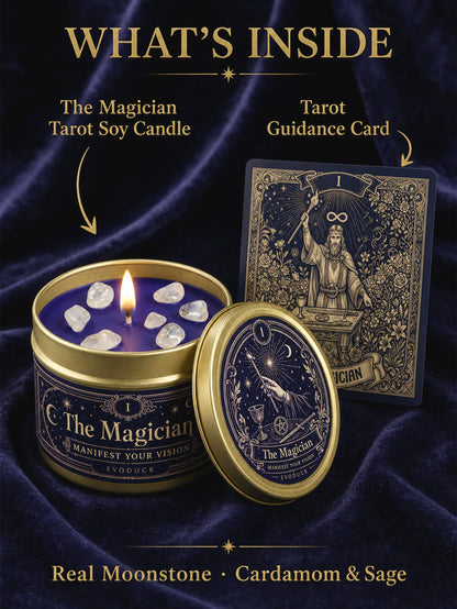 The Magician Tarot Candle – Scented Crystal Candle for Witchy Altar Decor