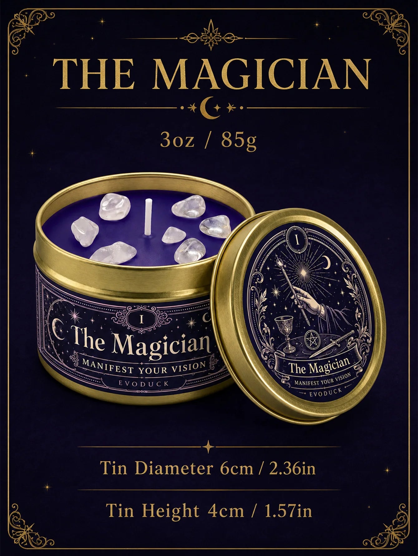 The Magician Tarot Candle – Scented Crystal Candle for Witchy Altar Decor