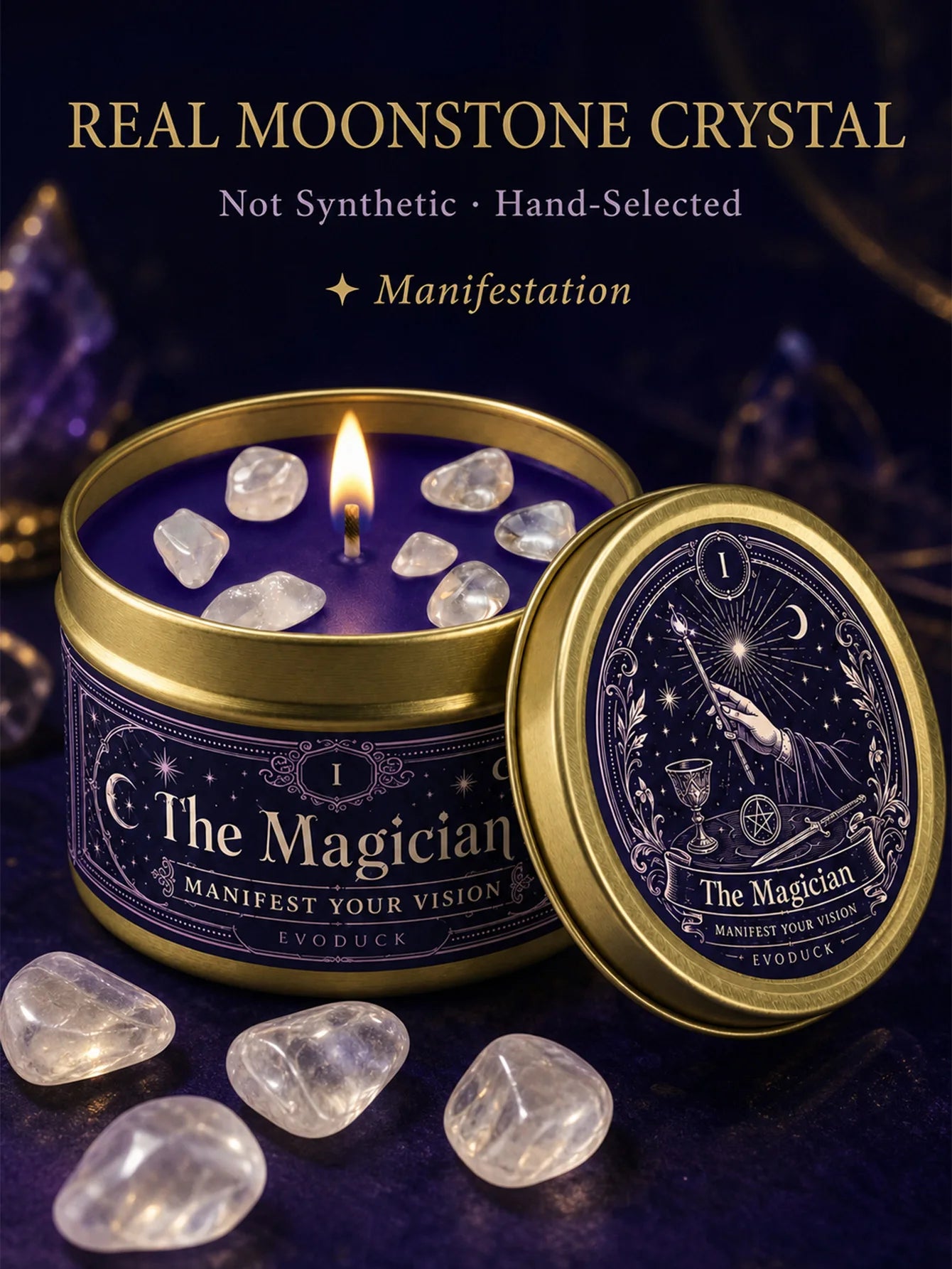 The Magician Tarot Candle – Scented Crystal Candle for Witchy Altar Decor