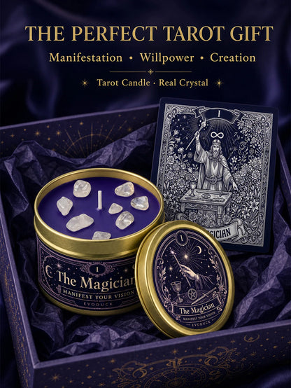 The Magician Tarot Candle – Scented Crystal Candle for Witchy Altar Decor