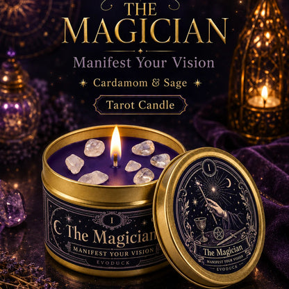 The Magician Tarot Candle – Scented Crystal Candle for Witchy Altar Decor
