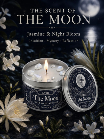 The Moon Tarot Candle – Scented Crystal Celestial Witchy Altar Candle