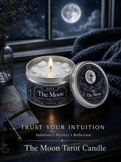 The Moon Tarot Candle – Scented Crystal Celestial Witchy Altar Candle