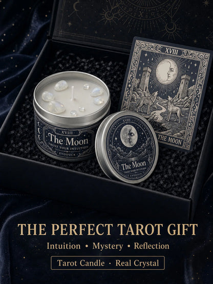 The Moon Tarot Candle – Scented Crystal Celestial Witchy Altar Candle
