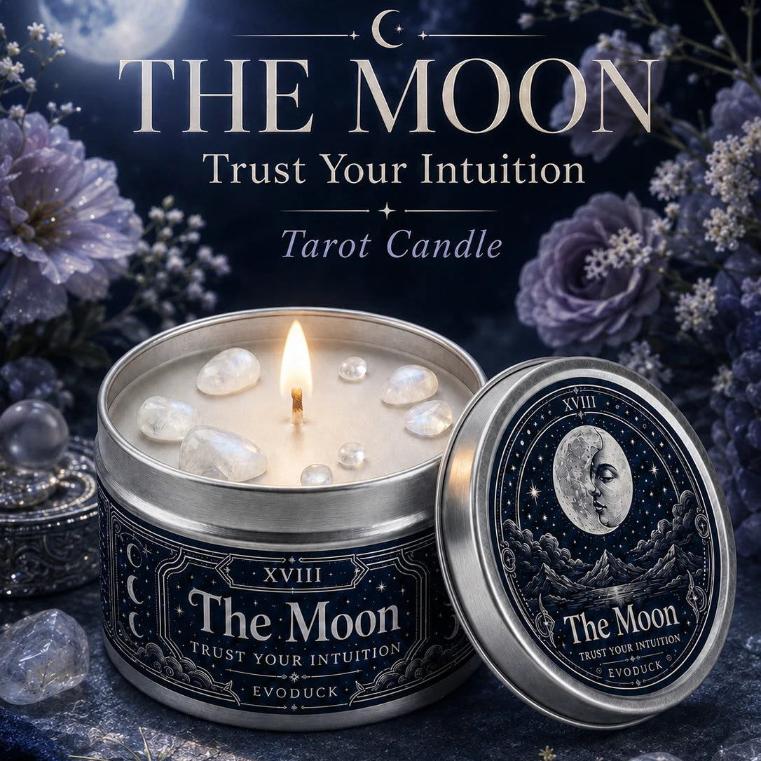 The Moon Tarot Candle – Scented Crystal Celestial Witchy Altar Candle