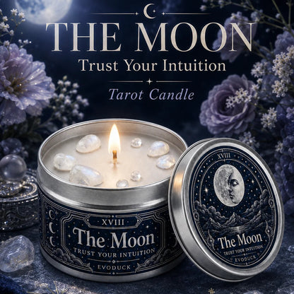 The Moon Tarot Candle – Scented Crystal Celestial Witchy Altar Candle