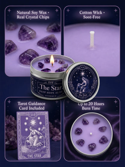 The Star Tarot Candle – Water Lily Lilac Scented Amethyst Candle