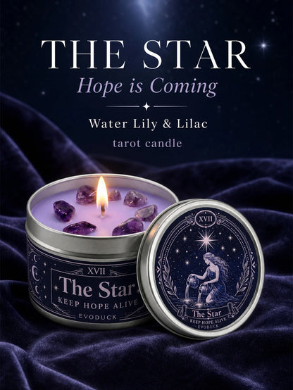 The Star Tarot Candle – Water Lily Lilac Scented Amethyst Candle