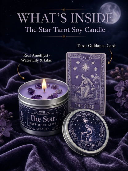 The Star Tarot Candle – Water Lily Lilac Scented Amethyst Candle
