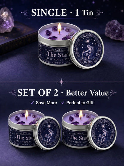 The Star Tarot Candle – Water Lily Lilac Scented Amethyst Candle