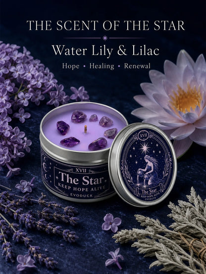 The Star Tarot Candle – Water Lily Lilac Scented Amethyst Candle
